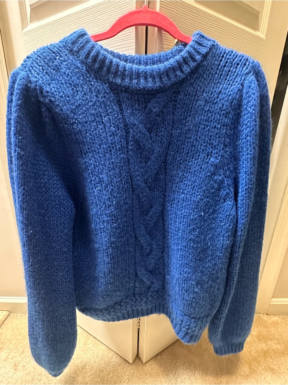 Sézane Blue Cable-Knit Women's Sweater